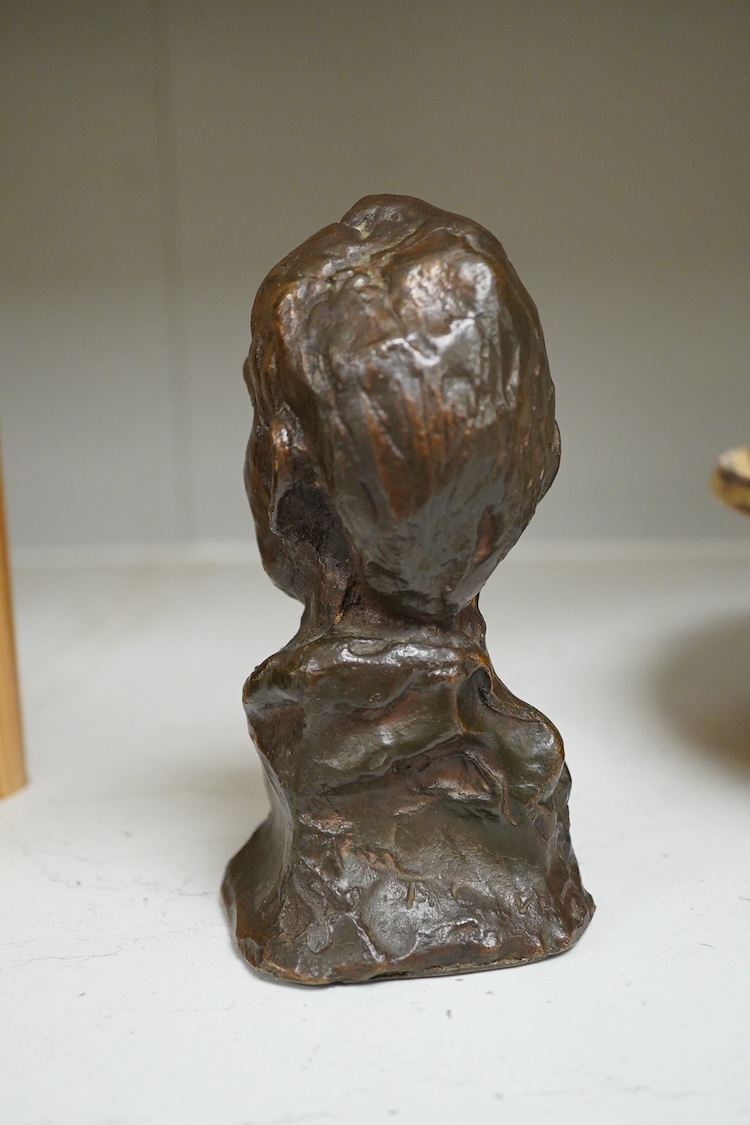 An indistinctly signed bronze bust of a gentleman, 15cm